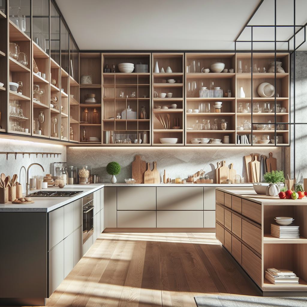 Thiết kế tủ bếp trong không gian bếp mở tạo sự  gần gũi và tương tác giữa các khu vực