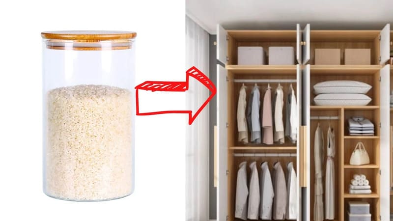 Gạo được sử dụng để khử mùi cho tủ quần áo