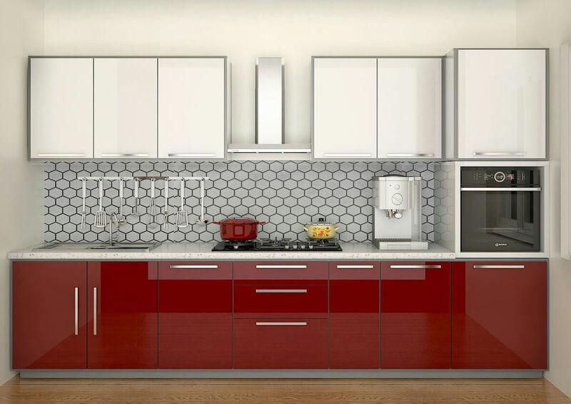 Tủ bếp acrylic màu đỏ độc lạ và ấn tượng