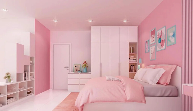 Thiết kế nội thất phòng ngủ 20m2 cho bé gái