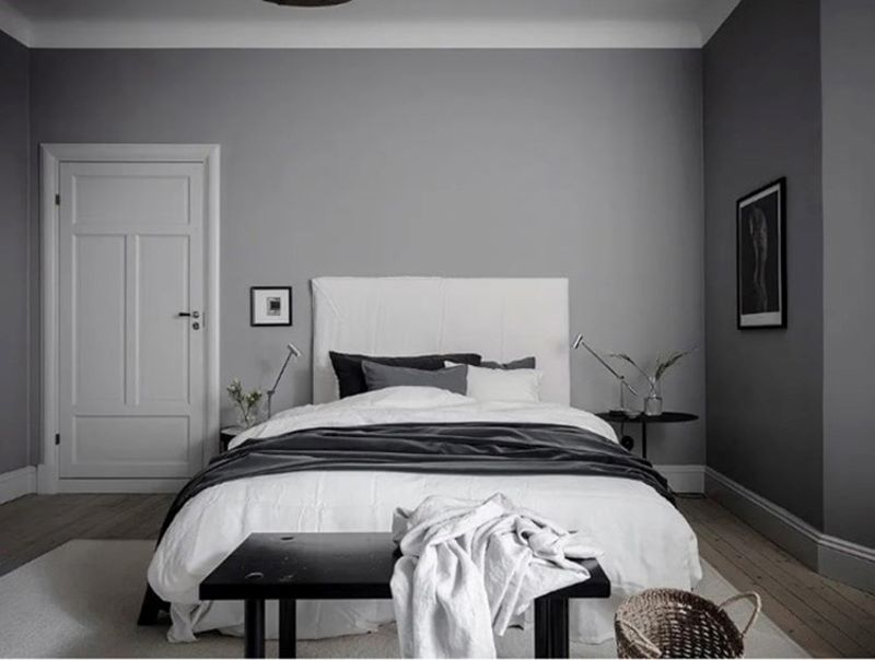 Mẫu thiết kế nội thất phòng ngủ tone màu xám
