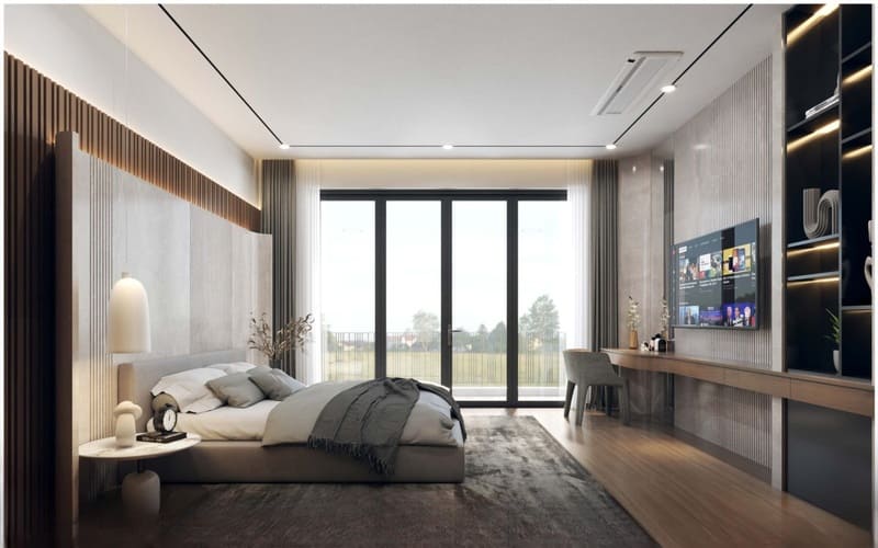 Không gian thiết kế phòng ngủ có ban công hiện đại như trong mơ