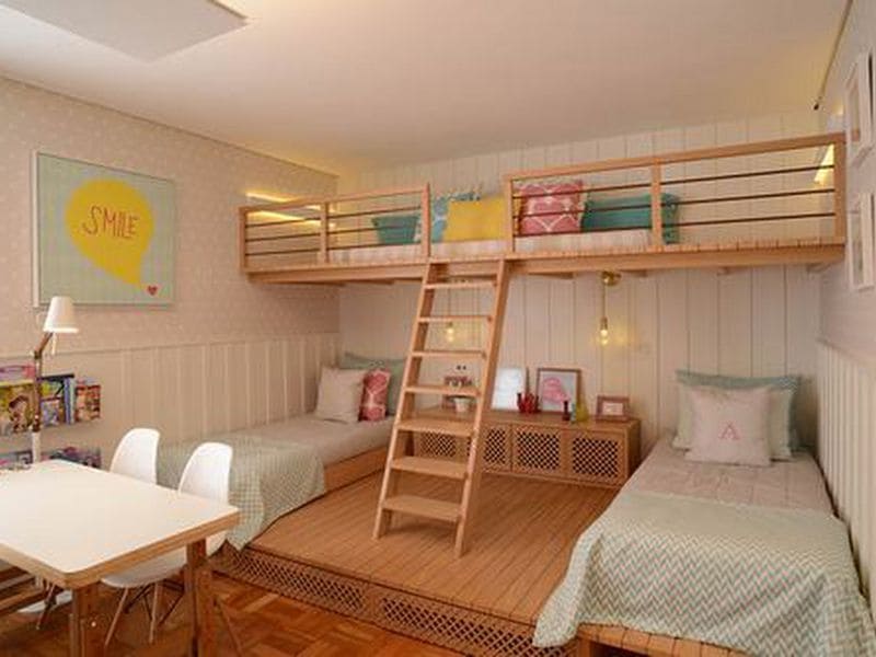 Thiết kế phòng ngủ với giường gác xếp dành cho 2 chị em gái