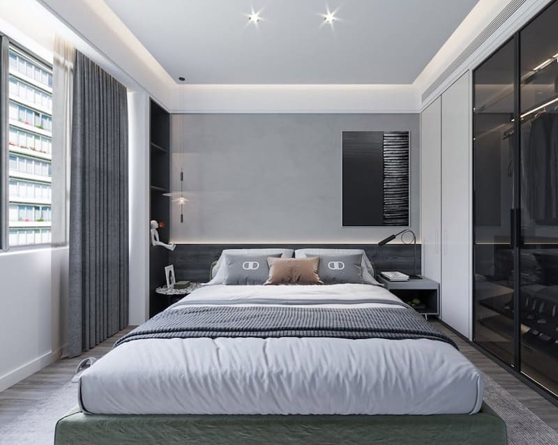 Thiết kế nội thất phòng ngủ hiện đại, sang trọng cho chung cư 77m2