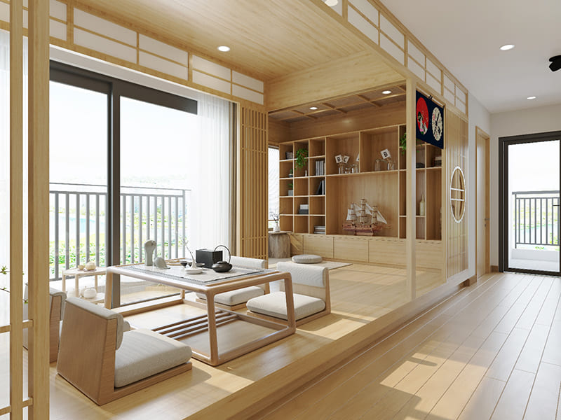 Thiết kế nội thất chung cư 77m2 phong cách Nhật Bản thanh lịch và tinh tế