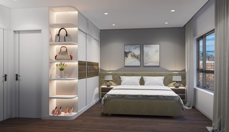 Mẫu thiết kế phòng ngủ cho người già theo xu hướng hiện đại mang đến một không gian thư thái và an lành. 